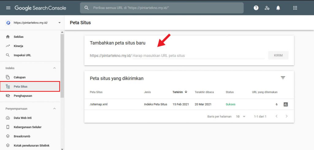 add sitemap google search console
